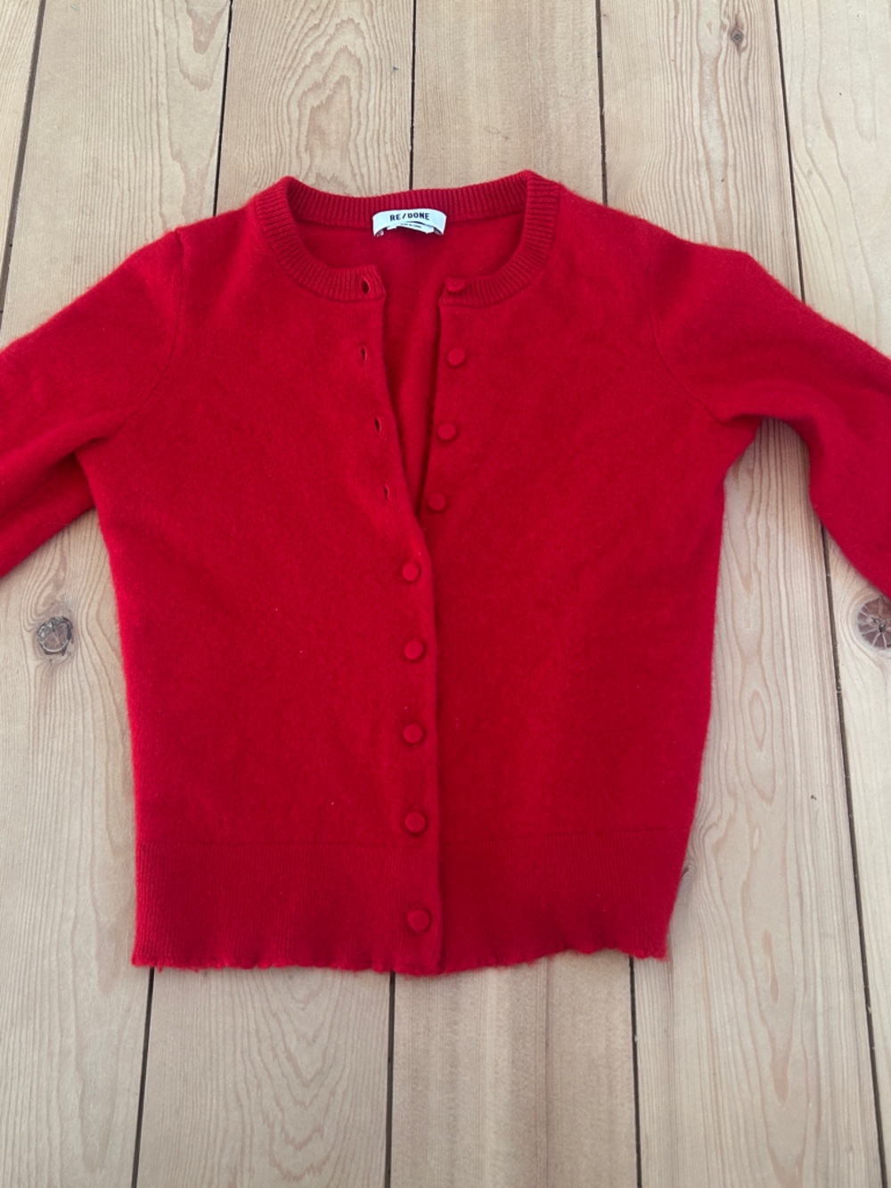 Redone Women’s Red Button-Front Sweater Cardigan cashmere small